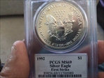 1992 $1 Silver Eagle First Strike MS69