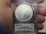 2007-W $1 Burnished Silver Eagle Moy Signature SP70