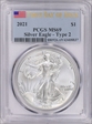 2021 $1 Silver Eagle - Type 2 First Day of Issue MS69