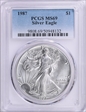 1987 $1 Silver Eagle MS69