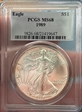 1989 $1 Silver Eagle MS68