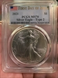 2021 $1 Silver Eagle - Type 2 First Day of Issue MS70