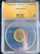 1943-D 5C MS65