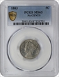 1883 5C No CENTS MS65