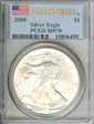 2008 $1 Silver Eagle First Strike MS70