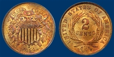 1864 2C Large Motto MS65+ RD
