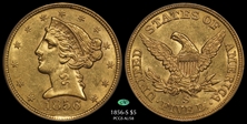 1856-S $5 AU58