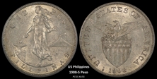 1908-S Peso KM-172  Ag AU55
