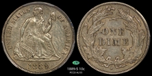 1889-S 10C AU55