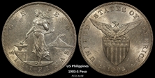 1903-S Peso KM-168  Ag AU58