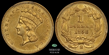 1858-S G$1 AU58