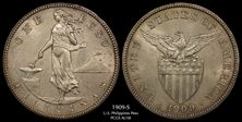 1909-S Peso KM-172  Ag AU58