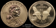 2016-S $1 Code Talkers, Enhanced Coin & Currency Set First Strike SP70