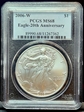 2006-W $1 Burnished Silver Eagle 20th Anniversary SP68