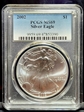 2002 $1 Silver Eagle MS69