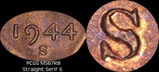 1944-S 1C MS67RB
