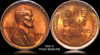 1954-S 1C MS66+ RB