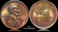 1957 1C MS66RB