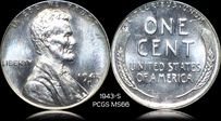 1943-S 1C MS66