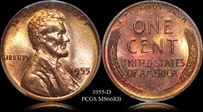 1955-D 1C MS66RB