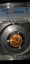 1942-D 1C MS65RD