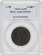 1783 Copper Washington & Independence Large Military Bust AU50BN