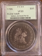 1795 $1 Flowing Hair, 3 Leaves VF20