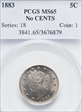 1883 5C No CENTS MS65