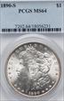 1890-S $1 MS64