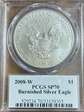 2008-W $1 Burnished Silver Eagle Mercanti Signature SP70