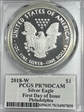 2018-W $1 Silver Eagle First Day of Issue Philadelphia Mercanti Signature PR70DCAM