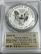 2019-W $1 Silver Eagle Enhanced Rev PR Pride of Two Nations, U.S. Set Dennis RodmanBlkInk PR70