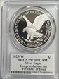 2023-W  $1 Silver Eagle Congratulations Set FDI Paul C. Balan Flag PR70DCAM