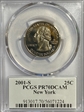 2001-S 25C New York PR70DCAM