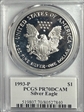 1993-P $1 Silver Eagle Mercanti Signature PR70DCAM