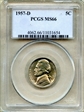 1957-D 5C MS66