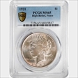 1921 $1 High Relief, Peace MS65
