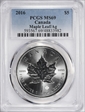 2016 $5 Maple Leaf/Ag MS69