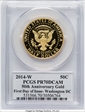 2014-W 50C 50th Anniversary Gold First Day of Issue-Washington DC PR70DCAM