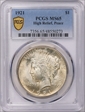 1921 $1 High Relief, Peace MS65