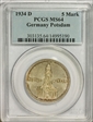 1934-D 5 Mk Potsdam w/Date J-356 MS64