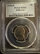 1938-D 5C Jefferson MS65