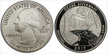 2017-S 25C Ozark Riverways NP Enhanced Unc Set First Strike SP70