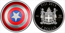 2019 $1 Captain America Shield Colorized PR70DCAM