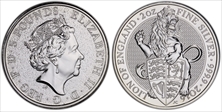 2016 £5 Lion of England Queen's Beasts 2oz Ag MS69