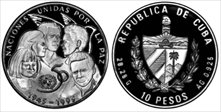 1995 10 Peso U.N. PR69DCAM