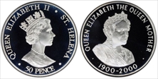 2000 50p Queen Mother Birth Centennial Ag PR65DCAM