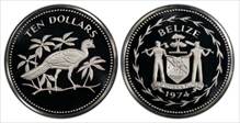 1974-FM $10 Great Curassow Ag PR65DCAM
