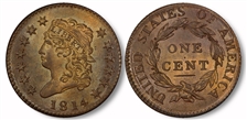 1814 1C Crosslet 4 MS65BN