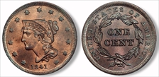 1841 1C Newcomb 4 MS66RB